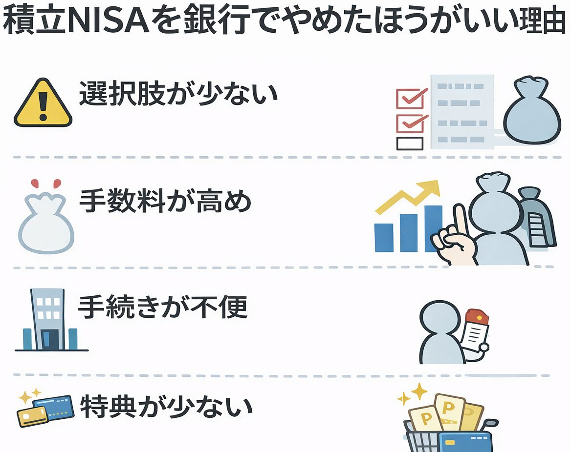 積立NISAを銀行でやるデメリット